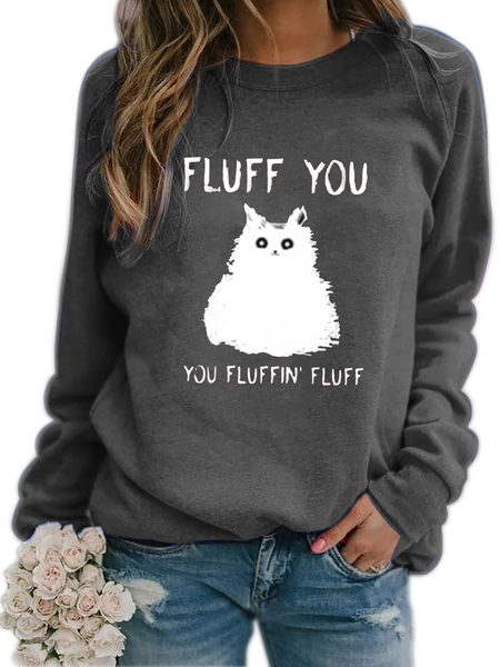 

Letter Cotton Blends Sweatshirt, Gray, Hoodies & Sweatshirts