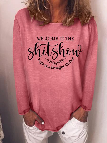 

Welcome To The Shit Show Letter Crew Neck Sweatshirt, Red, Hoodies&Sweatshirts