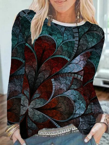 

Crew Neck Boho Shirts & Tops, Blue, T-Shirts