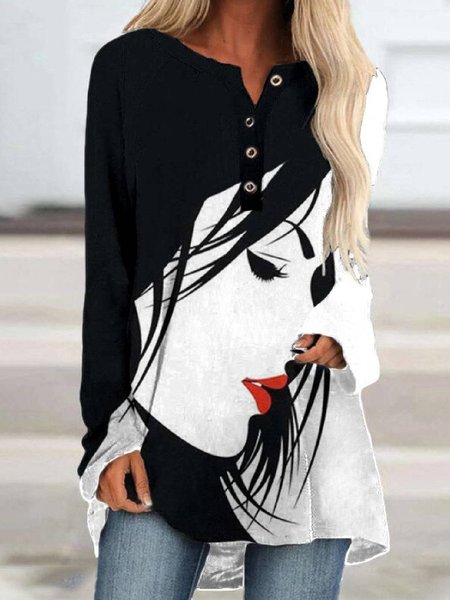 

Casual Figure Crew Neck Shirts & Tops, Black, Tops