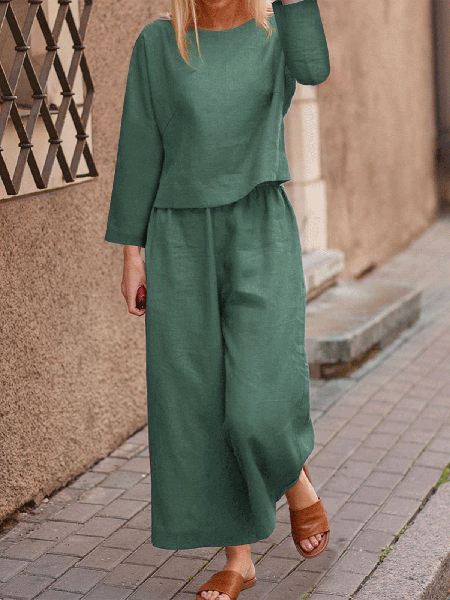 

Cotton Two Piece Sets, Dark green, Two-piece Outfits