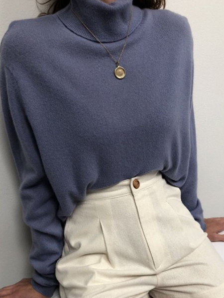 

Vintage Household Daily Yarn/Wool Yarn Casual Sweater, Blue, Sweaters