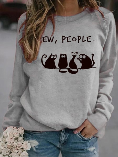 

Loosen Sporty Crew Neck Sweatshirt, Light gray, Hoodies & Sweatshirts