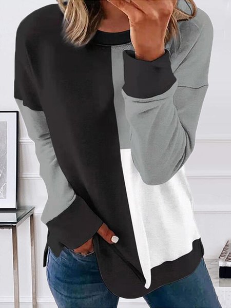 

Casual Color Block Round Neck Loosen Sweatshirt, Multicolor, Hoodies & Sweatshirts