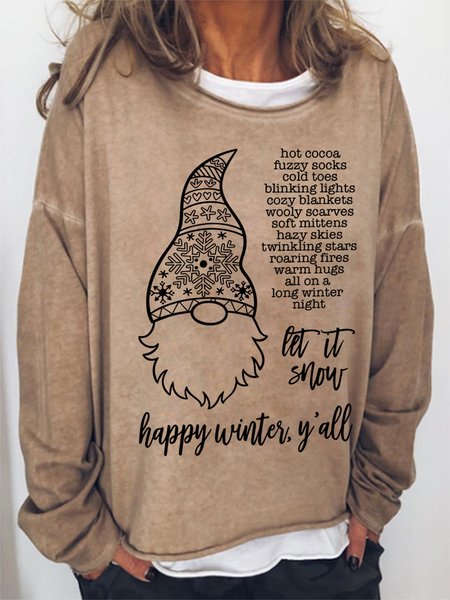 

Let It Snow Happy Winter Y'all Cotton Blends Casual Sweatshirts, Light brown, Hoodies&Sweatshirts