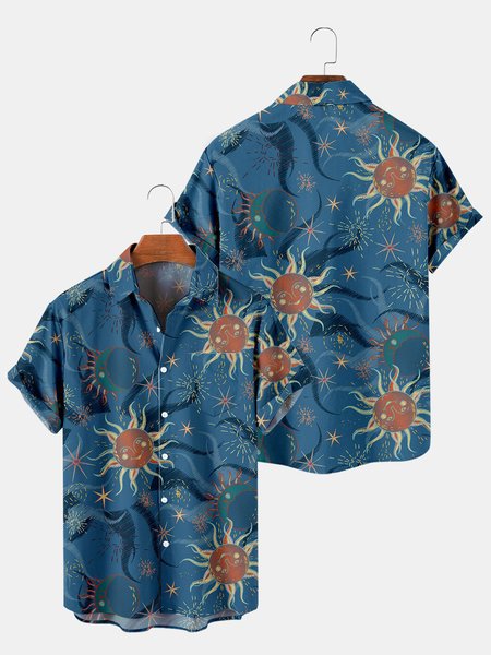 

Starry Sky Shirt Collar Outdoor Shirts & Tops, As picture, Men's Floral shirt