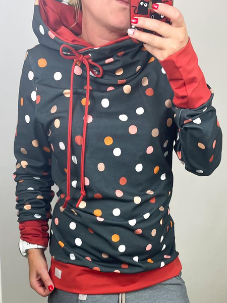 

Plus size Casual Polka Dots Hoodies Sweatshirt, Red, Hoodies & Sweatshirts