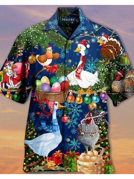 

Casual Shirt Collar Shirts & Tops, As picture, Men's Floral shirt