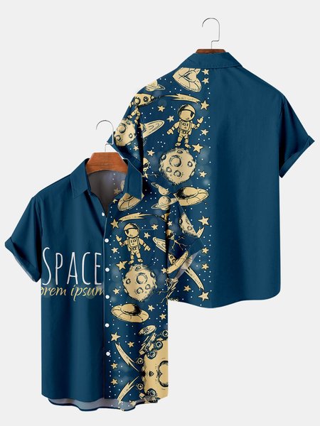 

Vacation Alien Short Sleeve Shirts, As picture, Men's Floral shirt