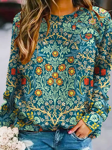 

Regular Fit Casual Floral Sweatshirt, As picture, Hoodies&Sweatshirts