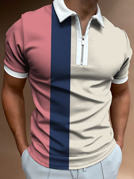 

Lapel Short Sleeve Shirts & Tops, As picture, Men's t-shirts