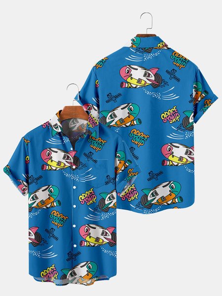 

Shirt Collar Vacation Short Sleeve Shirts, As picture, Men's Floral shirt