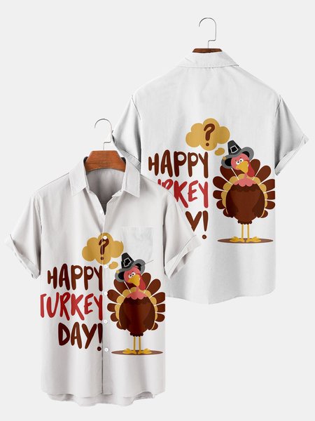 

Vacation Shirt Collar Short Sleeve Shirts & Tops, White, Men's shirts