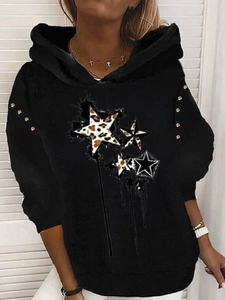 

Regular Fit Star Hooded Sweatshirt, Black, Hoodies & Sweatshirts