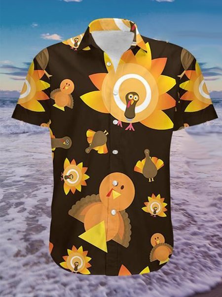 

Shirt Collar Outdoor Short Sleeve Shirts & Tops, As picture, Men's Floral shirt