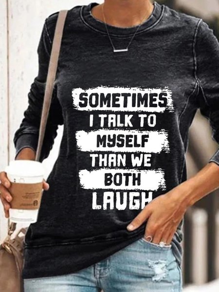 

Casual Long Sleeve Round Neck Plus Size Printed Tops Sweatshirts, Deep gray, Hoodies & Sweatshirts