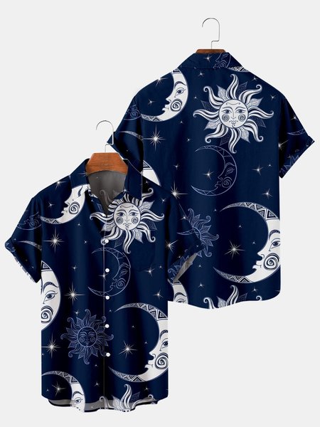 

Short Sleeve Vintage Shirts, As picture, Men's Floral shirt