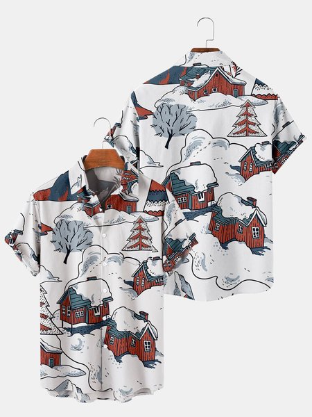

Vintage Printed Short Sleeve Shirts & Tops, As picture, Men's Floral shirt