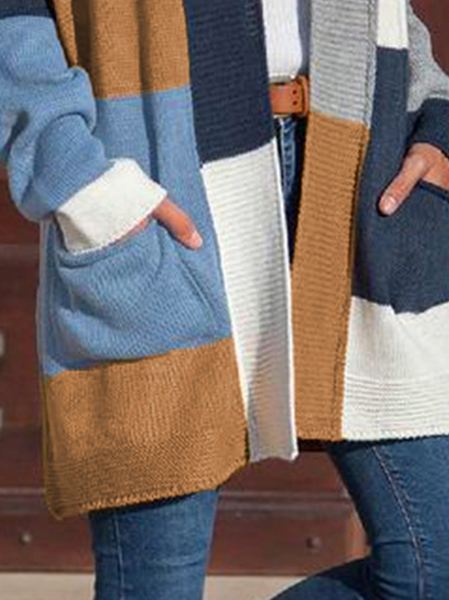 

Loosen Color Block Casual Outerwear, Multicolor, Outerwear