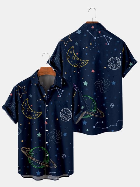 

Shirt Collar Vacation Short Sleeve Shirts, As picture, Men's Floral shirt