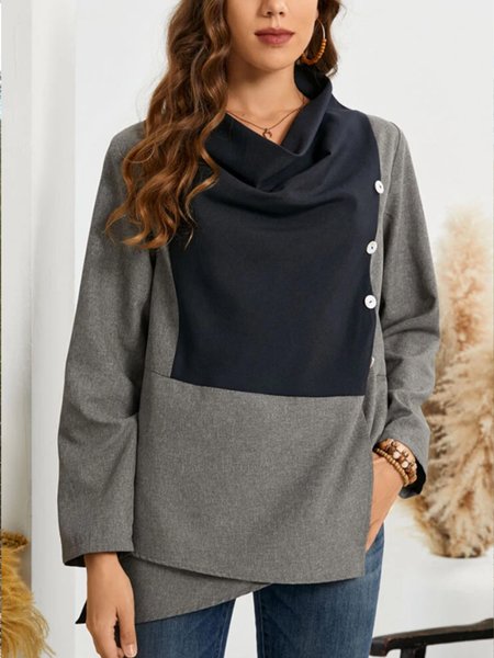 

Household Daily Vintage Casual Top, Black-grey, Tops
