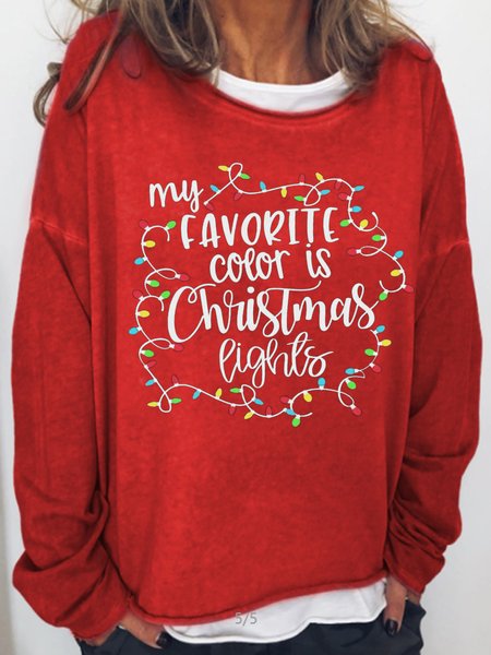 

My Favorite Color Is Christmas Lights Funny Casual Sweatshirt, Red, Hoodies&Sweatshirts