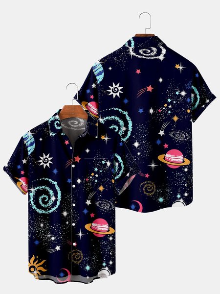 

Casual Short Sleeve Shirts, As picture, Men's Floral shirt