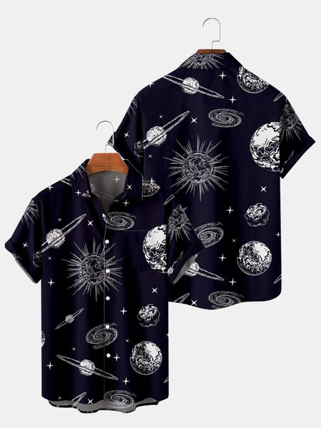 

Casual Shirt Collar Alien Shirts, As picture, Men's Floral shirt