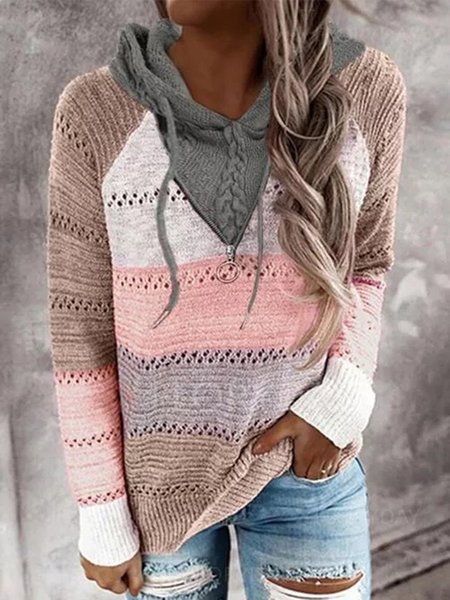 

Loosen Casual Color Block Sweater, Multicolor, Knitwear & Sweaters