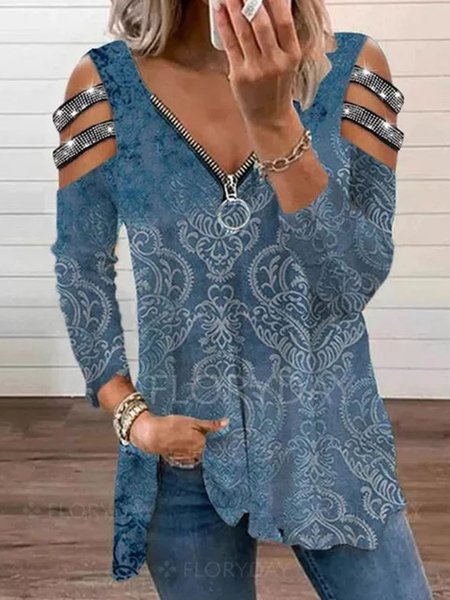 

Loosen Boho Paisley Shirts & Tops, Blue, T-Shirts
