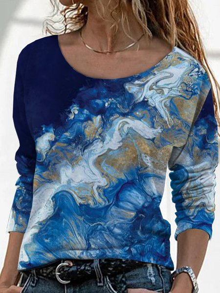 

Vacanza Girocollo Top, Blu, T-Shirts