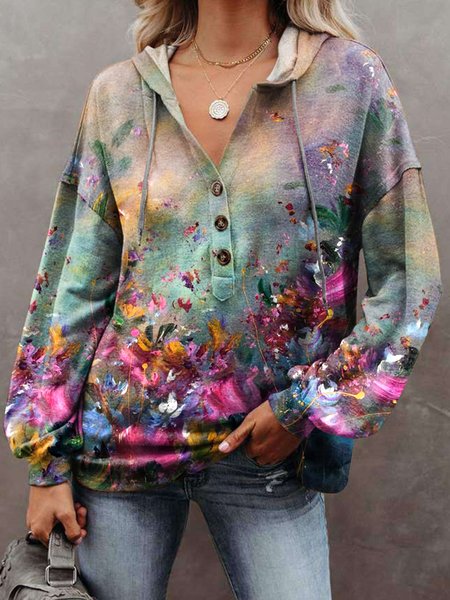 

Loosen Floral Casual Sweatshirt, Multicolor, Hoodies & Sweatshirts