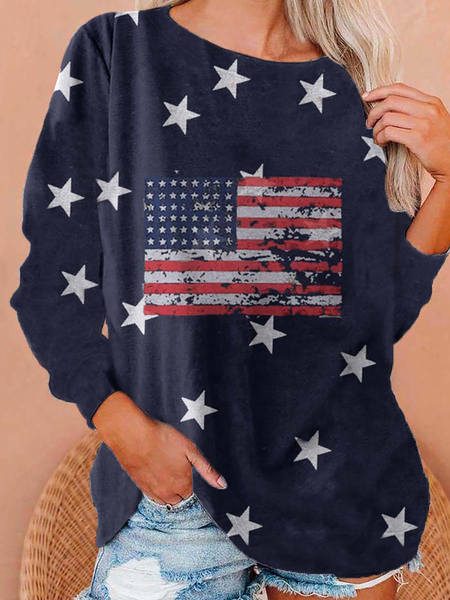 

Plus size Casual Flag Sweatshirt, Purplish blue, Hoodies & Sweatshirts