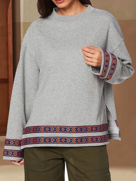 

Geometric Loosen Crew Neck Shirts & Tops, Multicolor, Tops