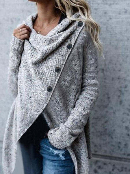 

Casuale Maniche Lunghe Maglione, Grigio, Sweater