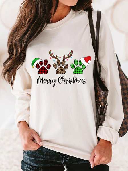 

Christmas Cotton Printed Casual Sweatshirt, Apricot, Hoodies & Sweatshirts