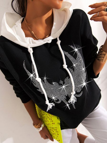 

Hooded Cable Plain Wings Sweatshirt, Black, Hoodies & Sweatshirts