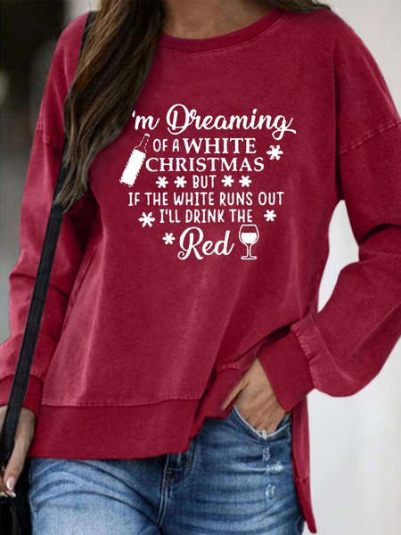 

I'm dreaming of a white Christmas Casual Regular Fit Sweatshirt, Red, Hoodies&Sweatshirts