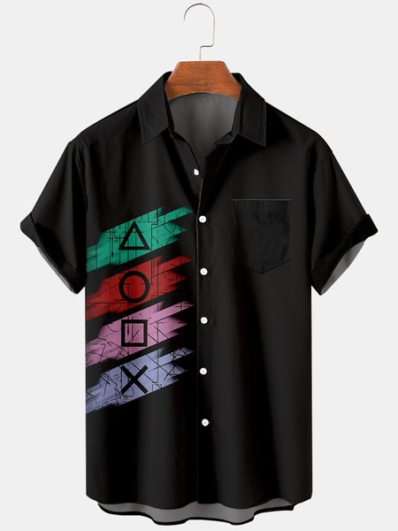 

Vintage Shirt Collar Shirts, Black, Men's Floral shirt