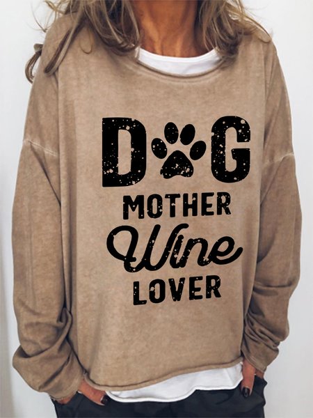 

Dog Mother Wine Lover Casual Sweatshirts, Light brown, Hoodies&Sweatshirts