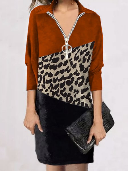 

Leopard Cotton Blends Statement Dresses, Black-orange, Mini Dresses