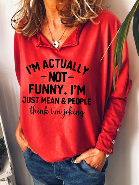 

I'm Actually Not Funny Women's long sleeve sweatshirt, Red, Hoodies&Sweatshirts