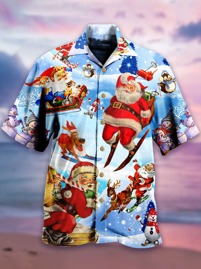 

Short Sleeve Shirt Collar Casual Shirts & Tops, As picture, Men's Floral shirt