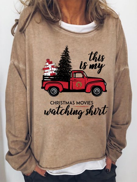 

Christmas Loosen Casual Sweatshirt, Khaki, Hoodies&Sweatshirts
