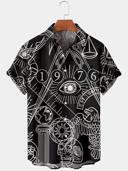

Vintage Short Sleeve Shirts, Black, Men's Floral shirt