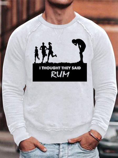 

Funny text pattern printed round neck long-sleeved sweatshirt, White, Hoodies&Sweatshirts