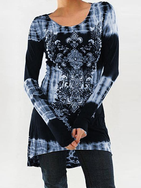 

Crew Neck Tie Dye Regular Fit Shirts & Tops, Blue, T-Shirts