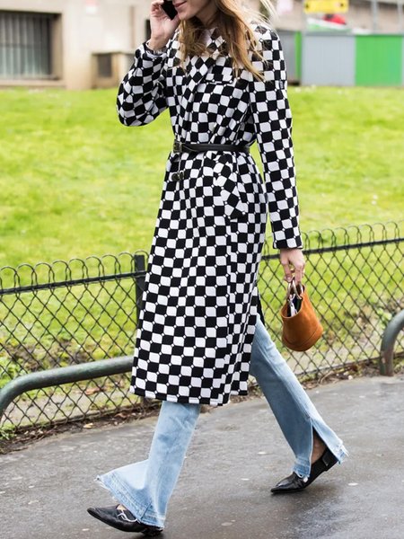 

Lapel Midi Dresses Date Dress, As picture, Midi Dresses