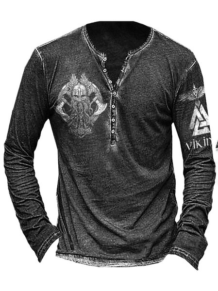 

Long Sleeve Casual Cotton T-shirt, As picture, T-shirt