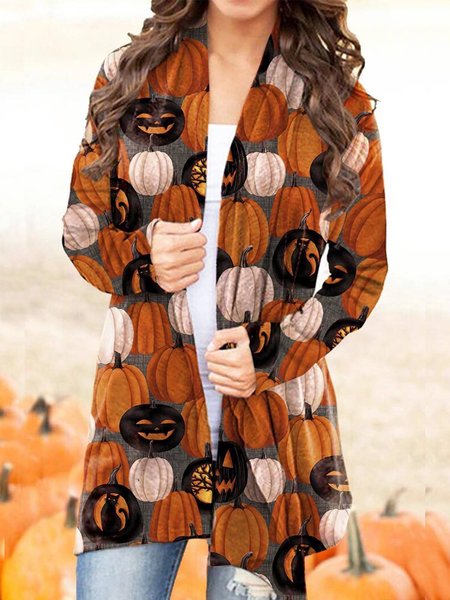 

Collarless Regular Fit Printed Outerwear, Multicolor, Outerwear